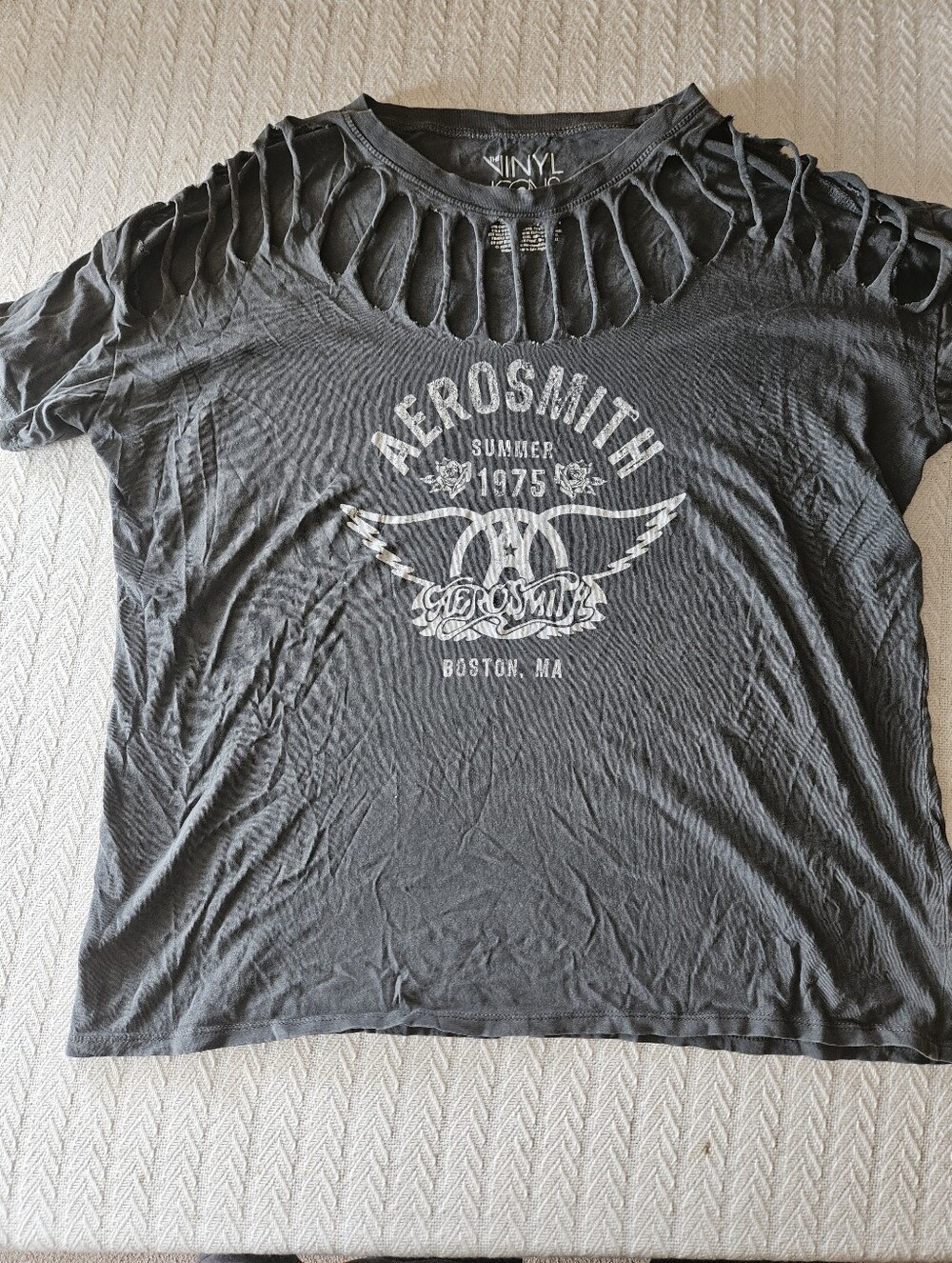 Vinyl Black Aerosmith Graphic Cutout Short Sleeve Tee